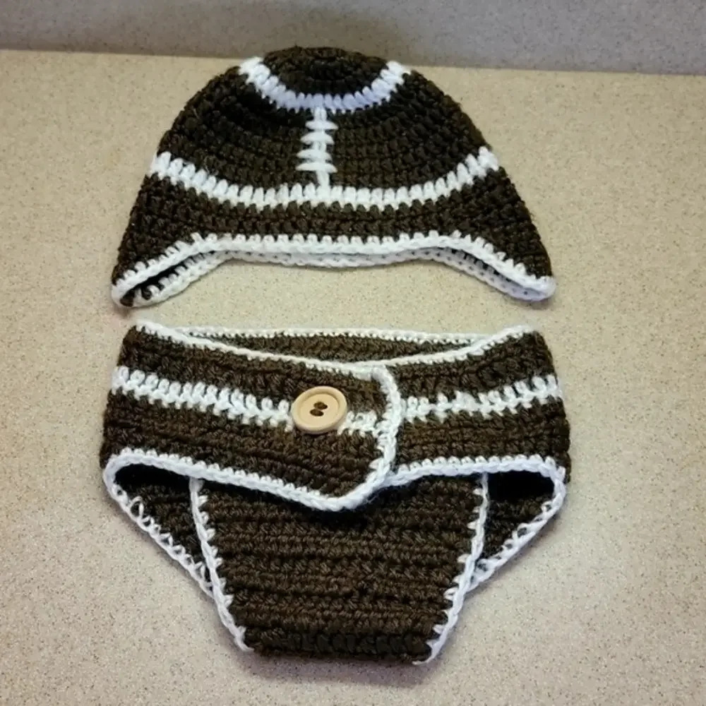 INFANTS FOOTBALL DIAPER COVER & HAT‎ - BY SO ADORABLE (0-6 mos.)